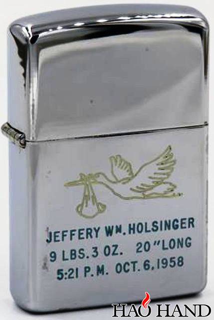 1958 Zippo Jeffrey Holsinger birth announcement stork.jpg