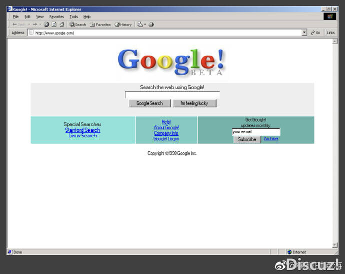 Google试用版（1998年），极简风格的设计其实是因为当时的创业者不会做复杂的网页。.jpg