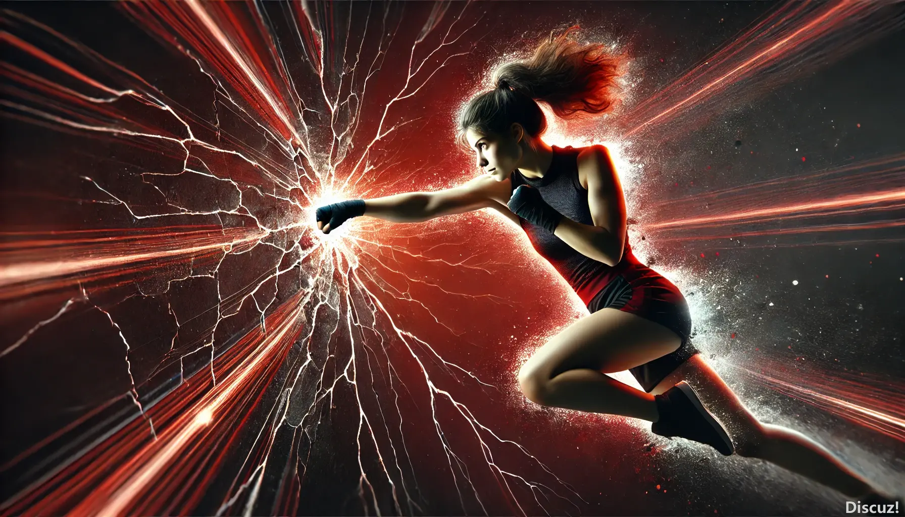 DALL·E 2024-12-22 08.33.27 - A dynamic image of a young woman in a boxing pose,.webp