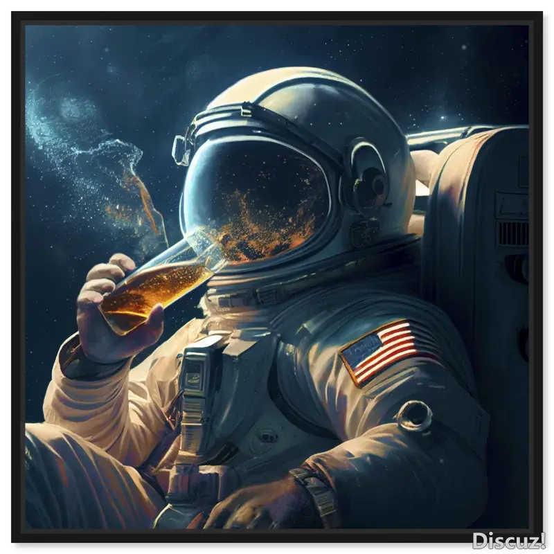 Astronaut Drinks Beer Canvas Quirky Astronaut Art Prints by Art Remedy, Black Fr.webp